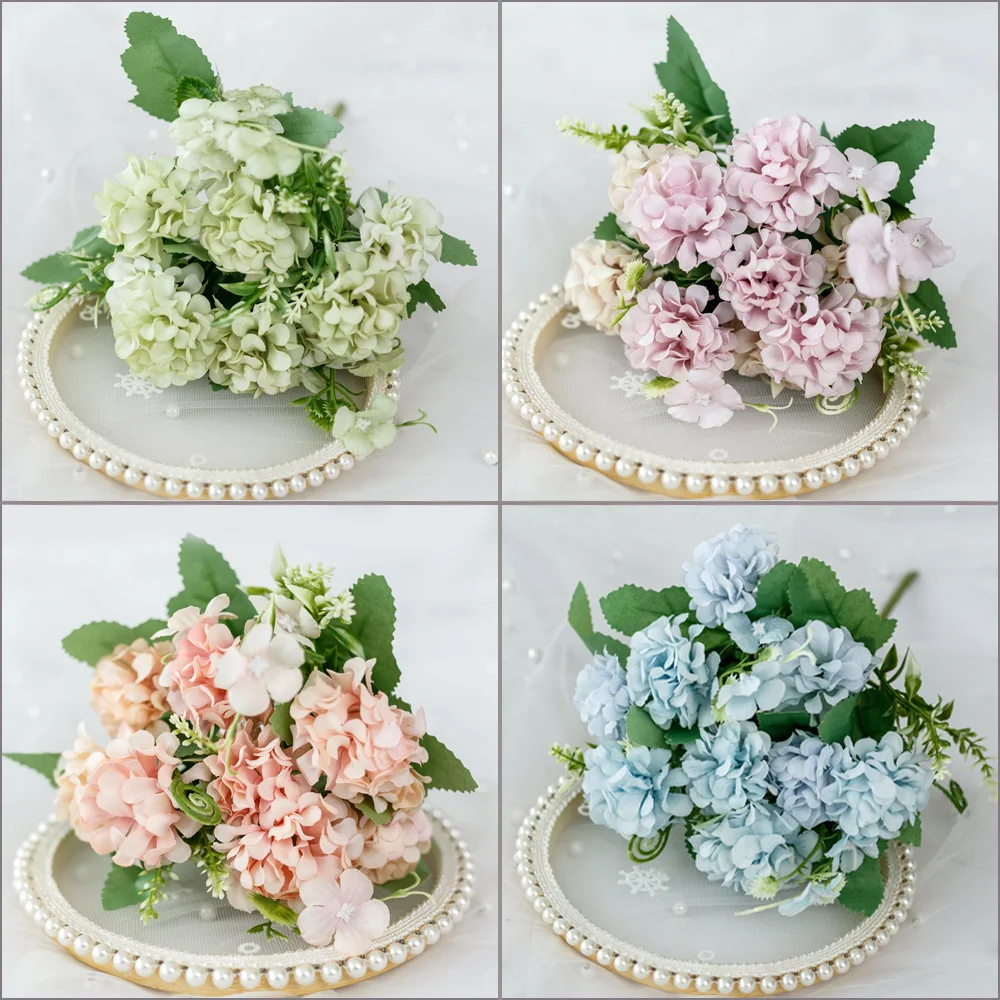 

Artificial Flowers Cheap Silk Hydrangea Bride Bouquet Wedding Home New Year Decoration Accessories for Vase Plants Arrangement