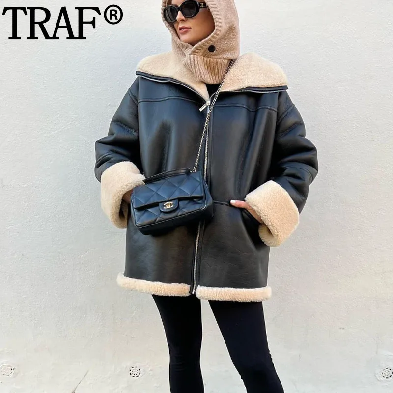 

Куртка женская из искусственной кожи, на молнии, с длинным рукавом