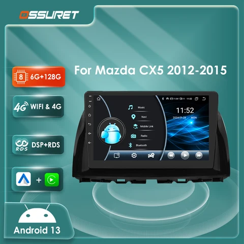 4G беспроводной Carplay Android 13 авто автомобильный радиоприемник для Mazda CX5 CX-5 2012-2015 автомобильные интеллектуальные системы 2din GPS стерео мультимедиа fm
