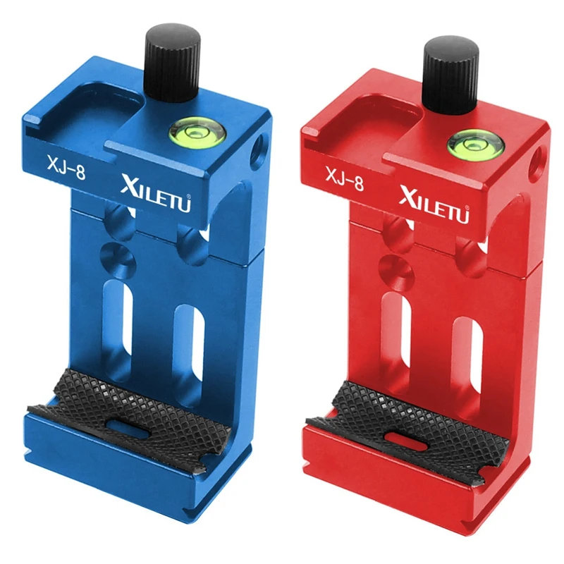

2X XILETU XJ-8 Tripod Head Bracket Mobile Phone Holder Clip For Phone Flashlight Micro-Phone Red & Blue