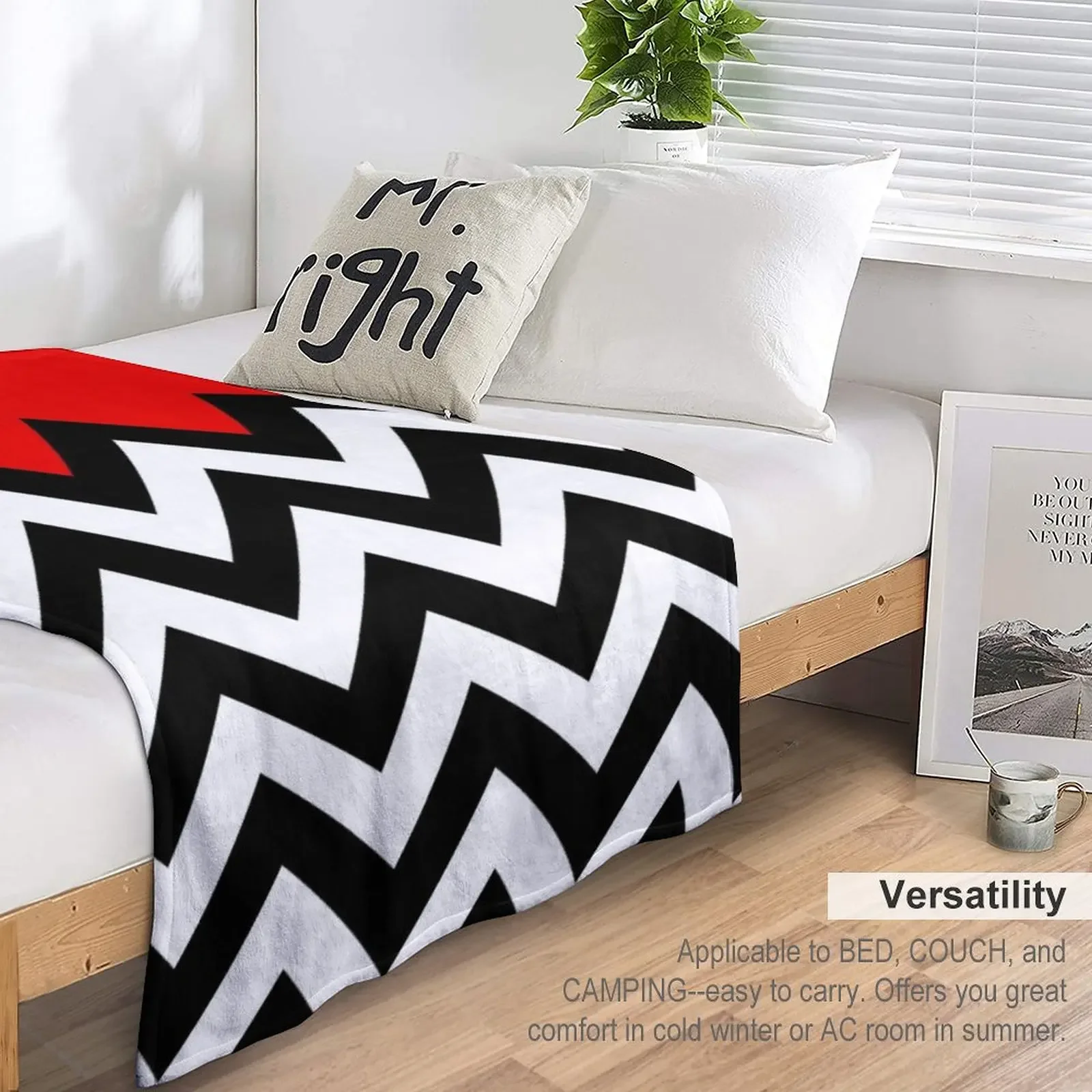 Twin пикс-черное одеяло с рисунком домика пляжное ворсовое