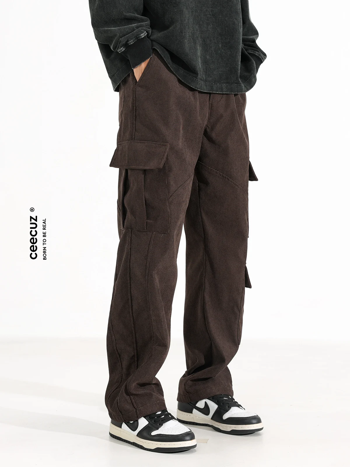 Ceecuz комбинезон с несколькими карманами и тяжелой текстурой мужские осенние