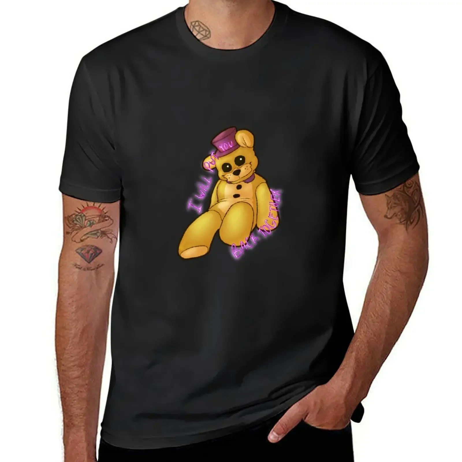 Плюшевая футболка Fredbear летняя одежда с рисунком аниме большие размеры мужские