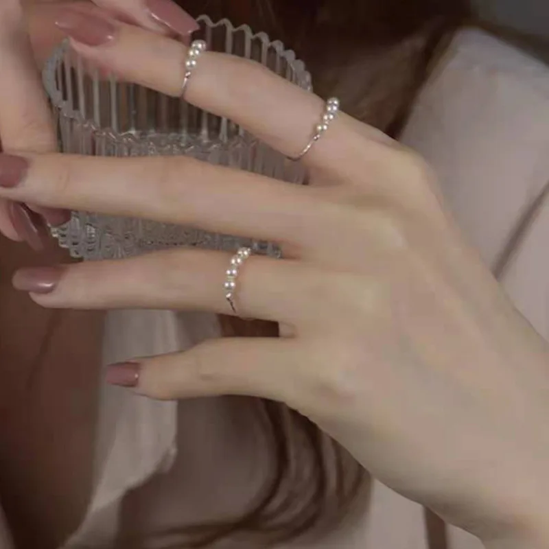 

Natural Freshwater Pearl Irregular Titanium Steel Plated 18k Ring, Japanese And Korean Small Jewelry