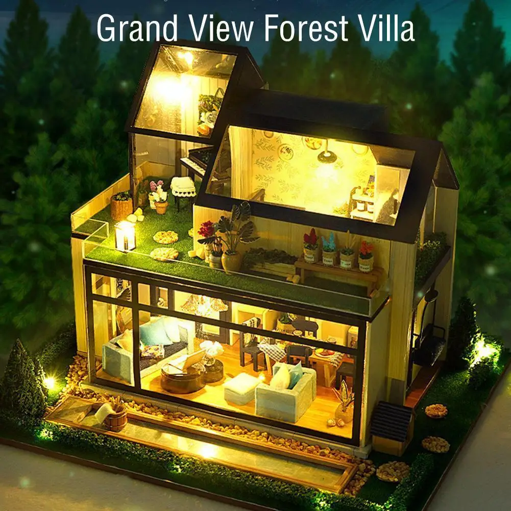 

Миниатюрный дом для сборки Diy деревянный дом антикварная архитектурная модель со светодиодсветильник кой для детей по месяцу рождения Y8n7