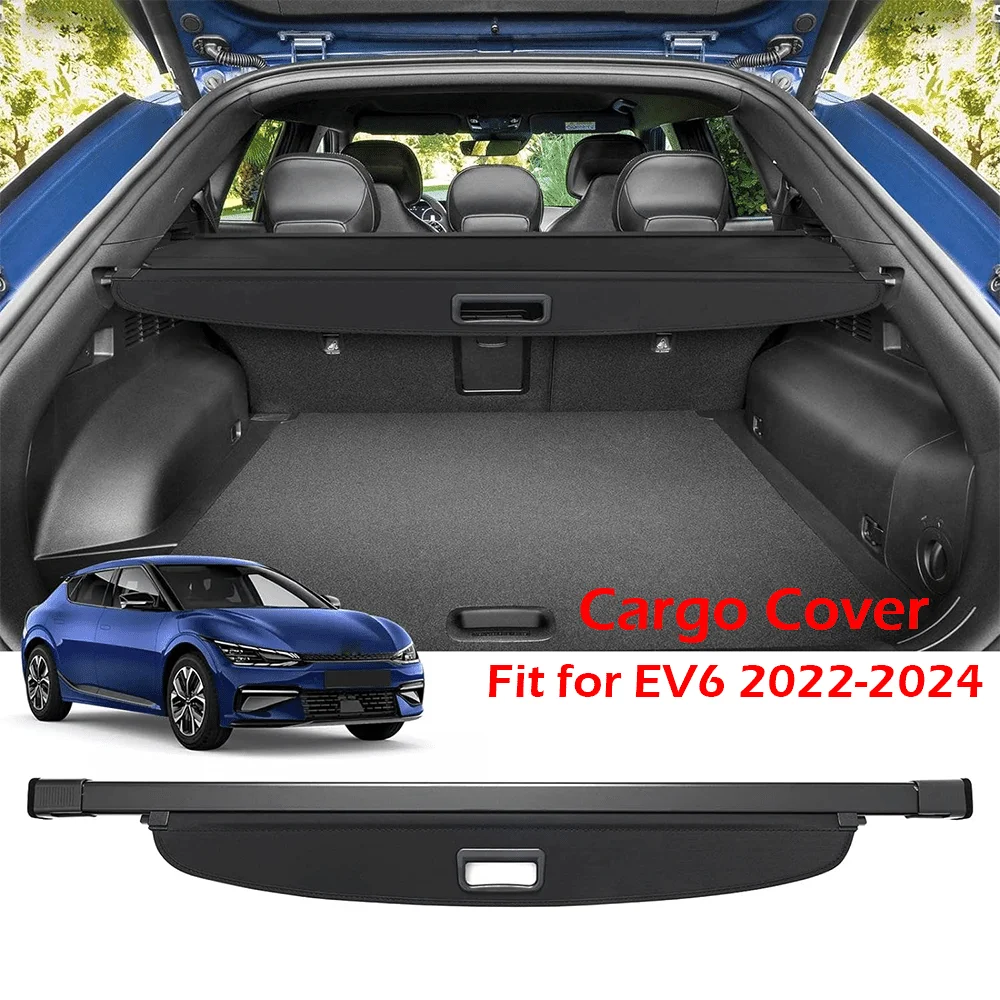 

Чехол для груза подходит только для Kia EV6 2022 2023 2024, защитная крышка багажника, сменная Выдвижная защитная крышка, затеняющие аксессуары, черный