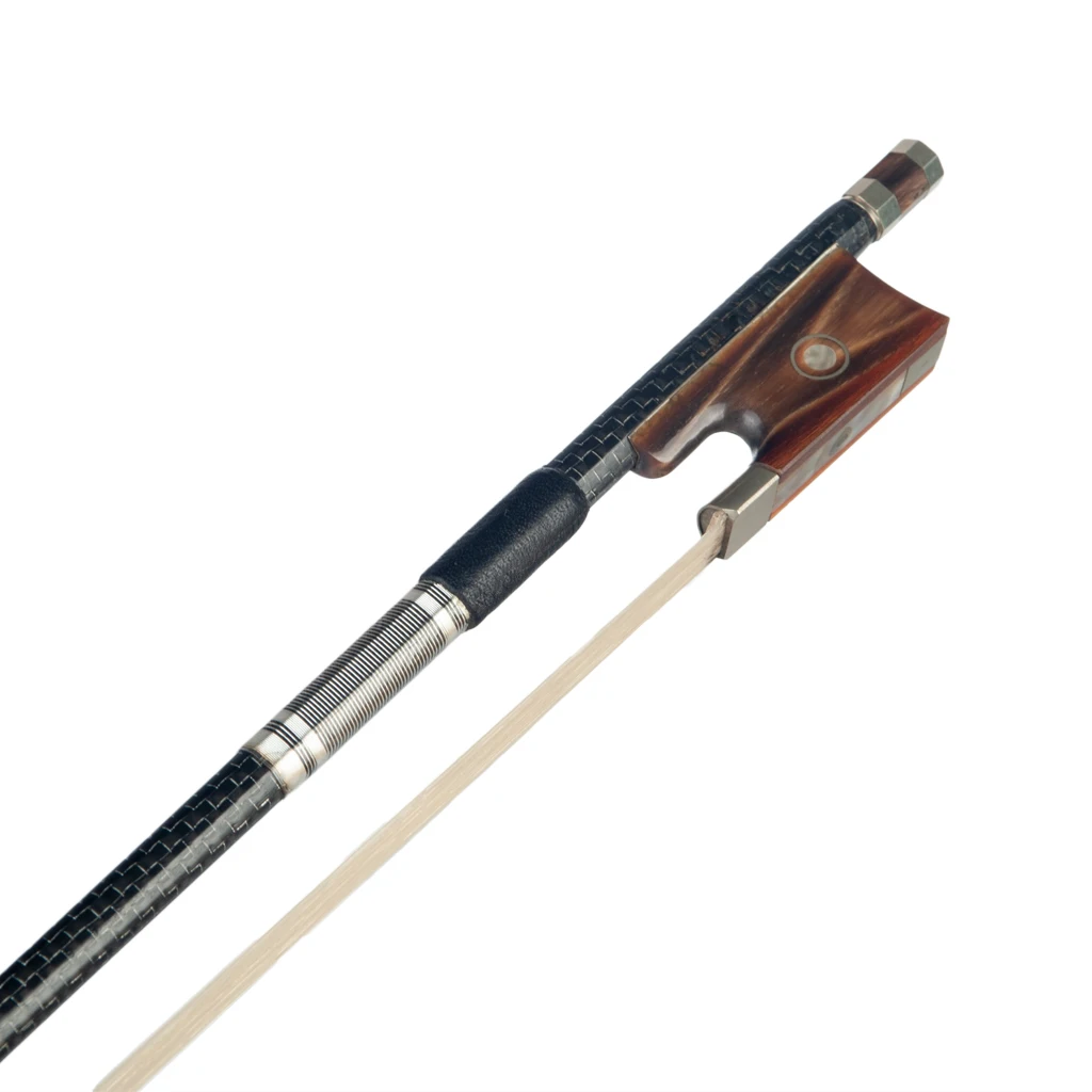 NAOMI Master Carbon Fiber Bow Fiddle/ Violin Bow Silver Braided Carbon Fiber Bow W/ Ox Horn Frog Classical Paris Eye Inlay enlarge