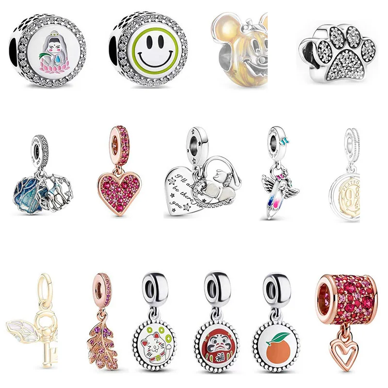 

100% Silver Color charms New Smiley Lucky Cat Future Dream Crayon Pendant fit Original Pandora Beads Bracelet silver jewelry