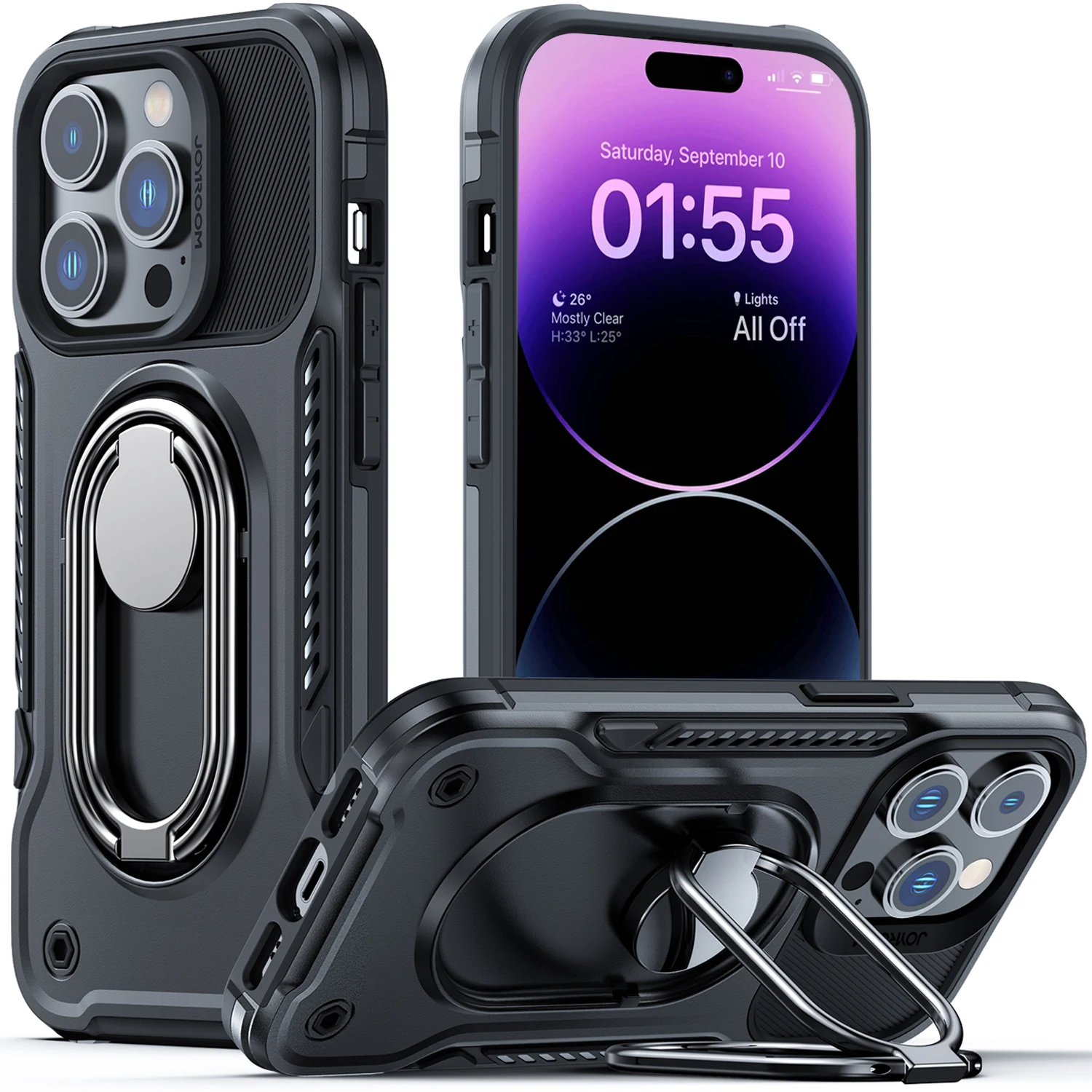 

Для iPhone 14 Pro Max чехол сверхпрочный защитный чехол с поворотной на 360 ° магнитной подставкой противоударный чехол для телефона для iPhone 14