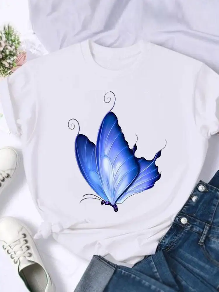 

Short Sleeve T-shirts Women Tee Print Summer Cartoon Butterfly Lovely Shirt Female Graphic T Top T-Shirt Fashion Clothing
