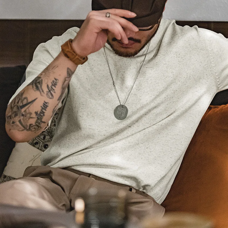 

Maden Breathable Linen Knitted Men's T Shirt 2023 Summer Casual Solid Color Short Sleeve T-shirts Vintage Oversized Tee Tops