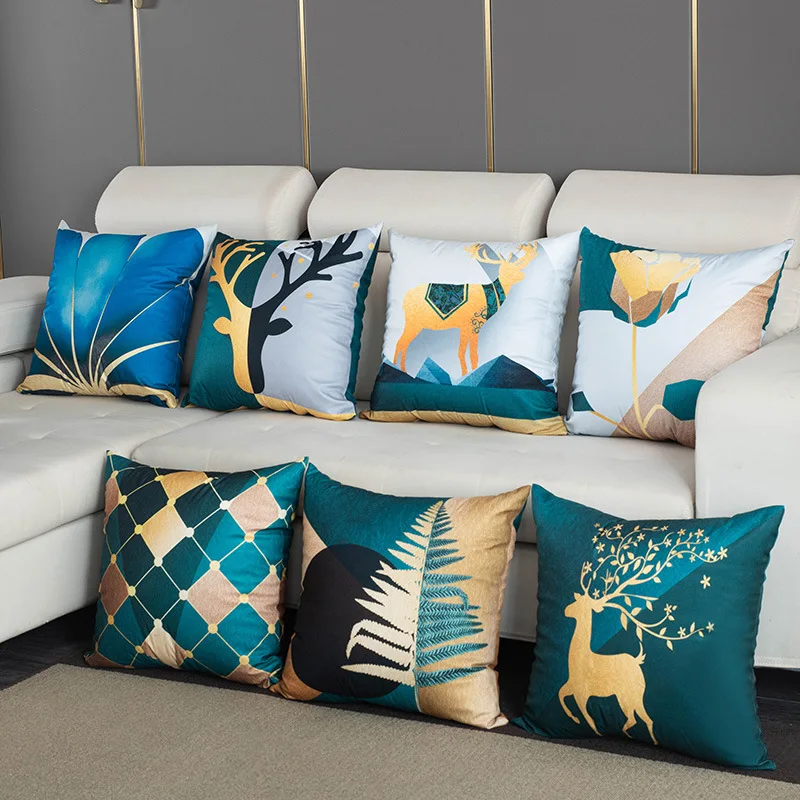 

SCboy Pillowcase Decorative Cushion For Sofa DIY Printed Pillow Chair Cushion Deer Geometric Christmas Home Decoration
