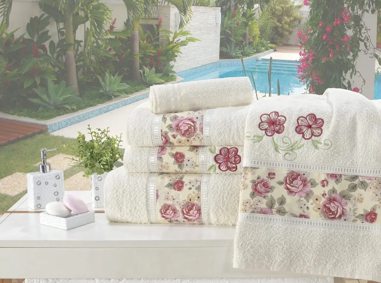 

Bath Game Towel 100% Cotton Felt Embroidered Passione With 05 Pieces Straw Microfiber Towels Bathroom Hotel Bath Towels For Thic