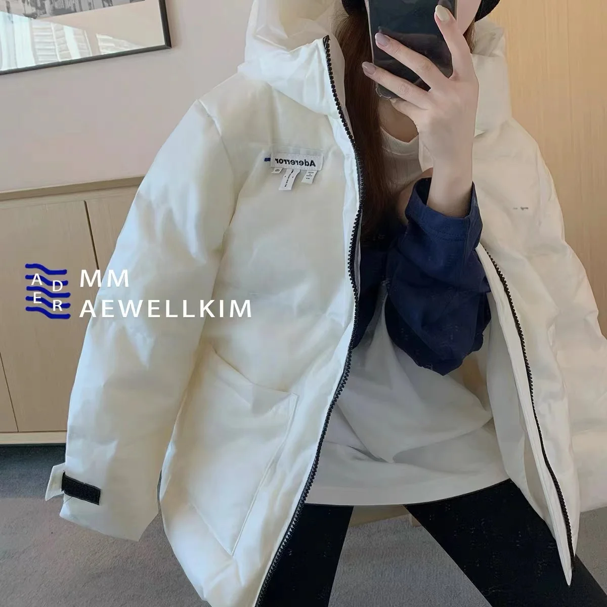 Ader error fashion brand winter men's and women's new high-quality transparent bright face couple hooded down jacket