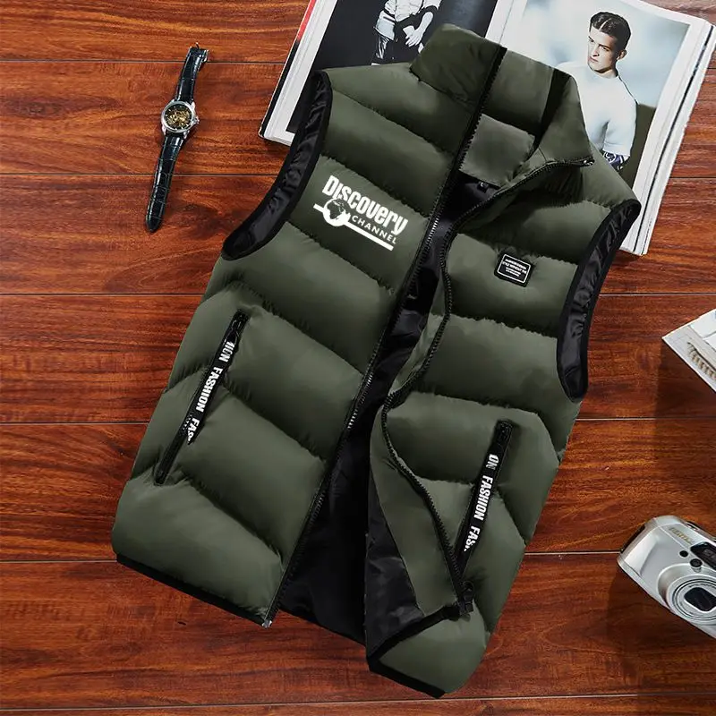 Discovery Winter Fashion Korean Style Jacket Vest Sleeveless Men's Plus Size Warm Soft Coat Windbreaker