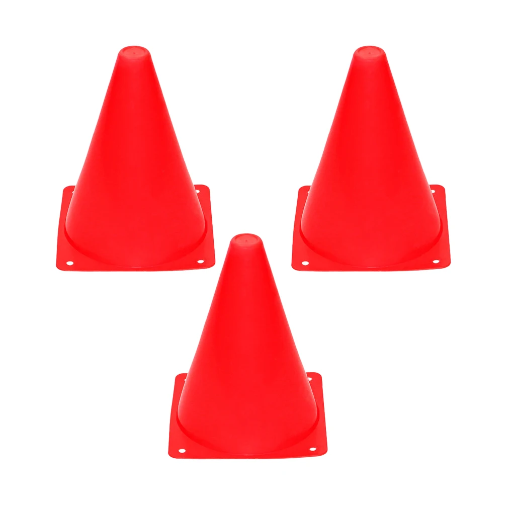 

3x Soccer Training Traffic Cones - Enhanced Visibility Easy To Install Football Basketball Training Football Road Flat