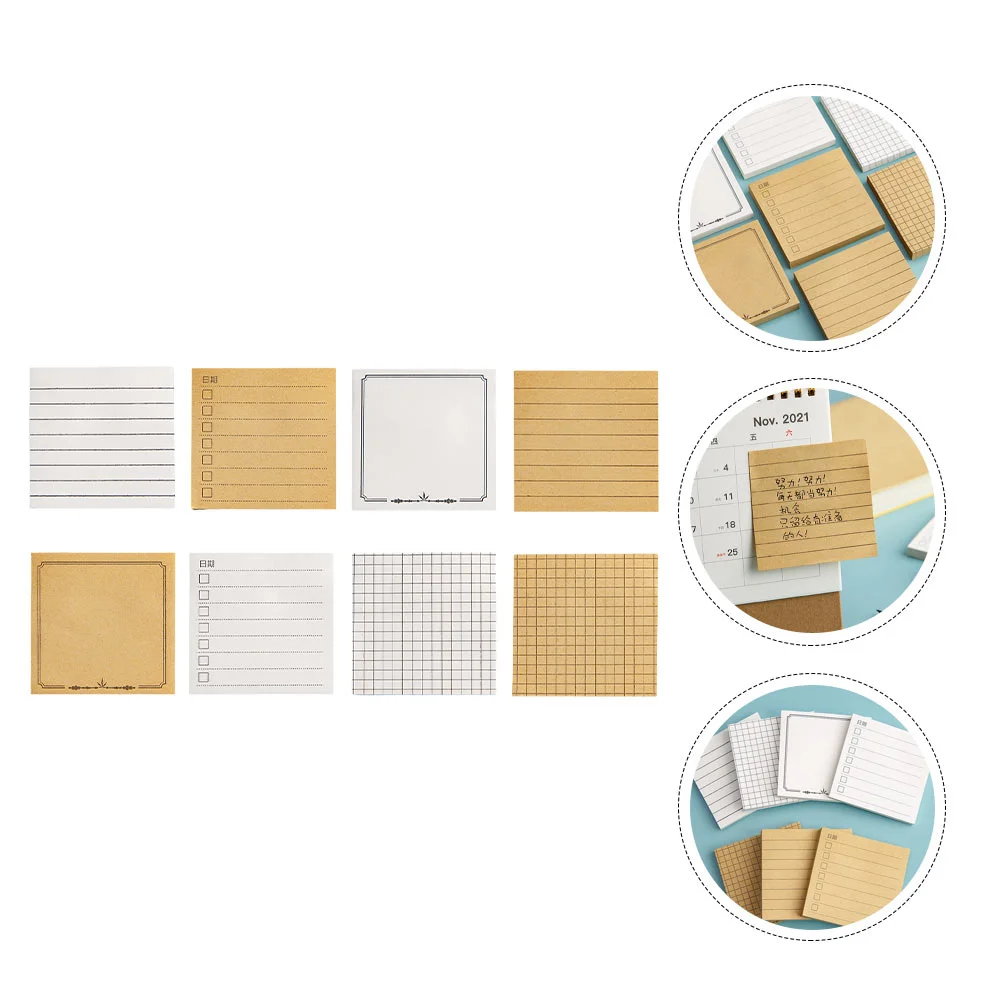 

8Pcs Adhesive Paper Label Stickers Paper Note Sign Memo Notes for Office School