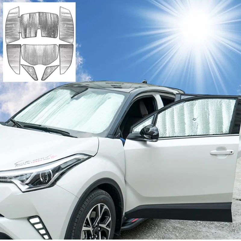 

For Toyota CHR C-HR XA10 2018 2019 2020 2021 2022 Car Aluminum Foil Windshield Sunshade Back Front Rear Window Sun Shade Visor