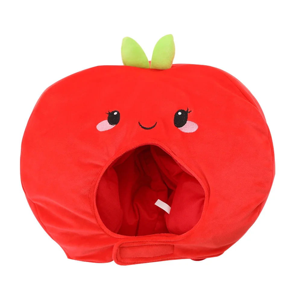 

Hat Plush Funny Cap Costume Head Headgear Headwear Appleschild Wear Fruit Cosplaycartoon Earflap Headband Shaped Kids Party