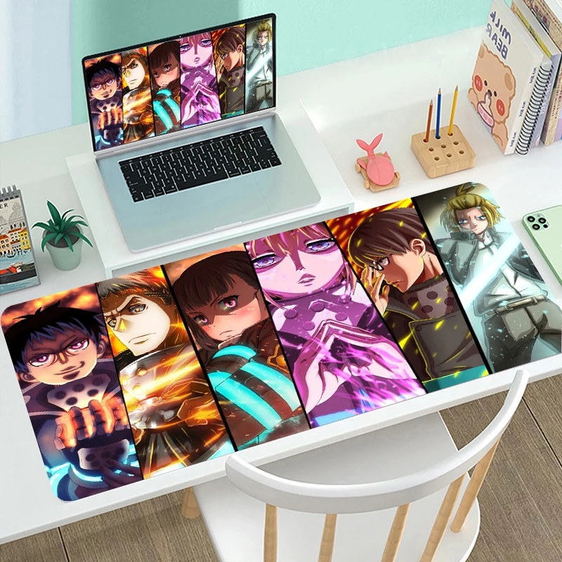 

Desk Mat Alfombrillas De Ratón Mouse Pad Cartoon Mats Gaming PC Gamer Cabinet Fire Force Keyboard Rubber Speed Carpet Anime Pads