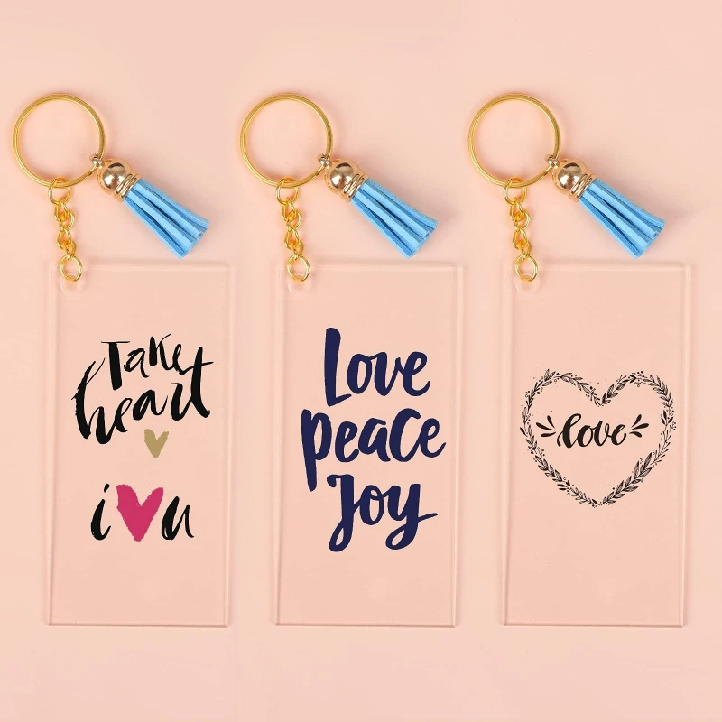 

Acrylic Keychain Blanks 30Pcs Round Rectangle Clear Board Accessories