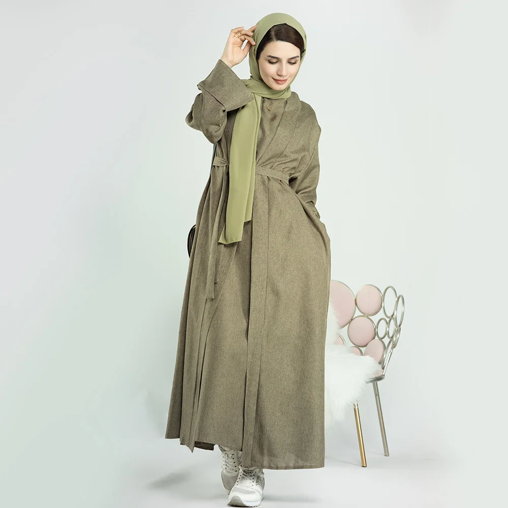 Muslim Cotton Linen Abaya Kimono Turkey Abayas Dresses For Women Dubai Kaftan Oufits Ramadan Eid Islamic Clothing not cardigan