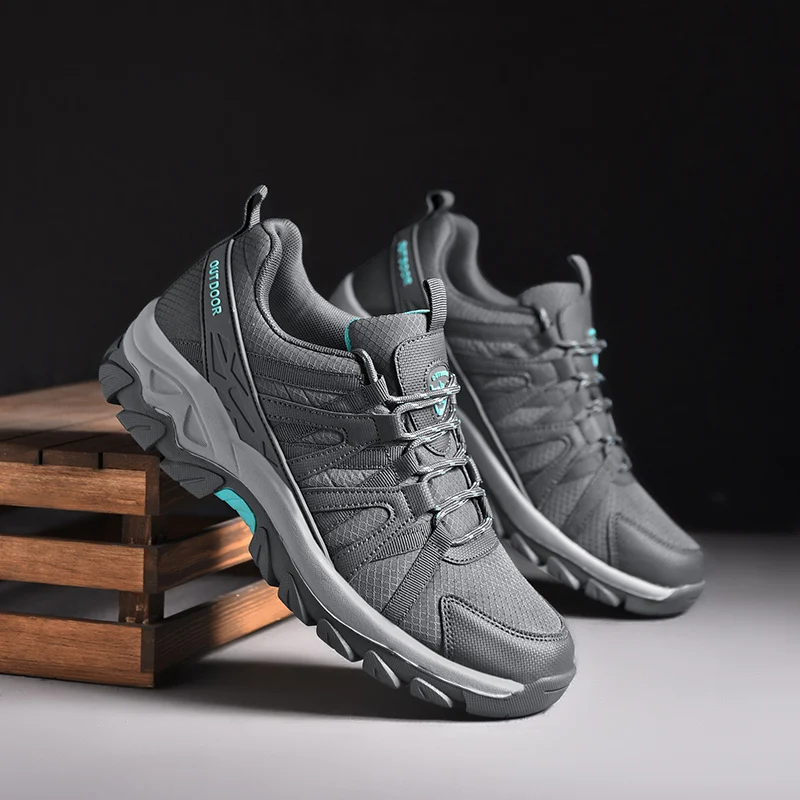 HIKEUP Men's Hiking Shoes Durable Walking Sports Shoes Outdoor Trekking Sneakers for Men Fishing Camping Jogging Footwear