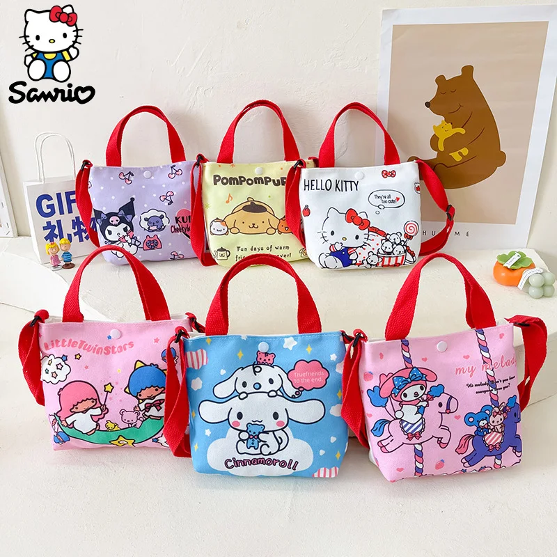

Kawaii Sanrio Tote Bag Hello Kitty Shoulder Bags Kuromi Crossbody Cinnamoroll Cartoon Printing Canvas Handbag Toy Girl Bagpack