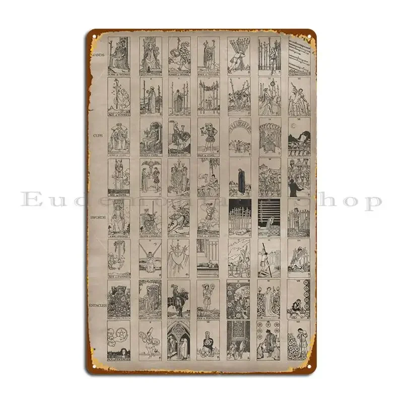 Minor Arcana Tarot Cards Metal Plaque Poster Club Garage Design Wall Mural Tin Sign