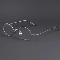 pure titanium japanese designer handmade glasses frame men retro small round ultralight myopia eyeglasses prescription eyewear