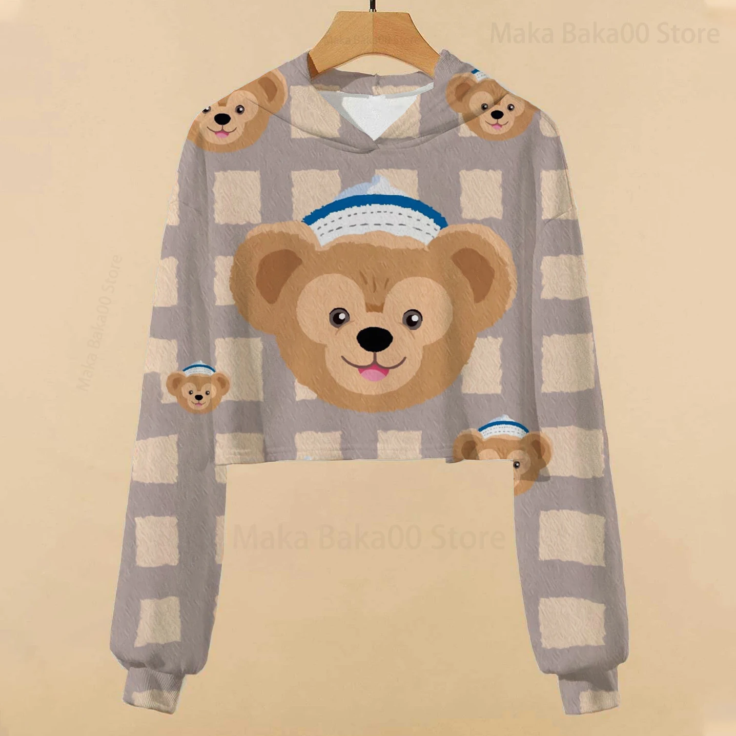 

Disney Duffy Bear Shirley Rose Girls Children's Clothing New Printed Cropped Hoodie Casual Cartoon Children's Wear Sweatshirt