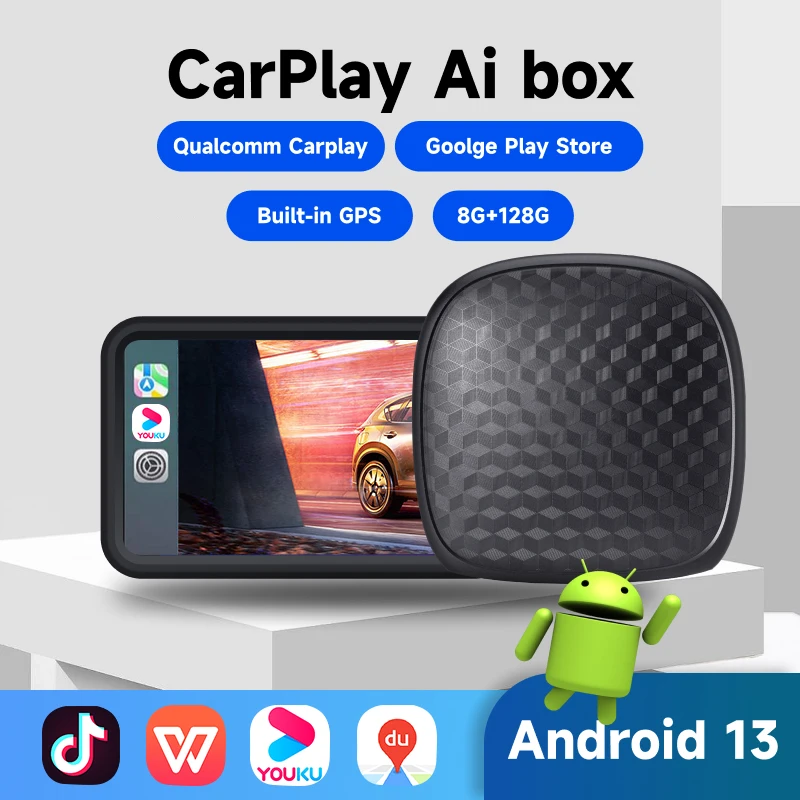 

Беспроводной смарт-бокс CarPlay Ai Box Android 13 QCM6125 Uitra 4GLTE Netflix Android Авто Смарт-бокс 8 + 128 ГБ ОЗУ для Toyota Volvo VW Kia Benz MG