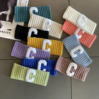 new large letter c hairband female sports sweat absorbing hair wide edge knitted wool headband simple face wash headband