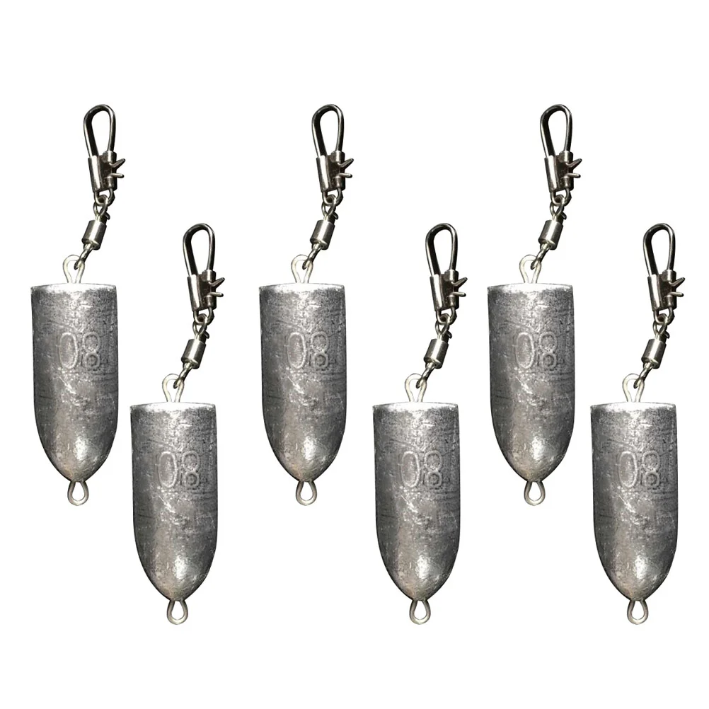 

6pcs Practical Fishing Lead Weights Bullet Shaped Fishing Sinker Weights