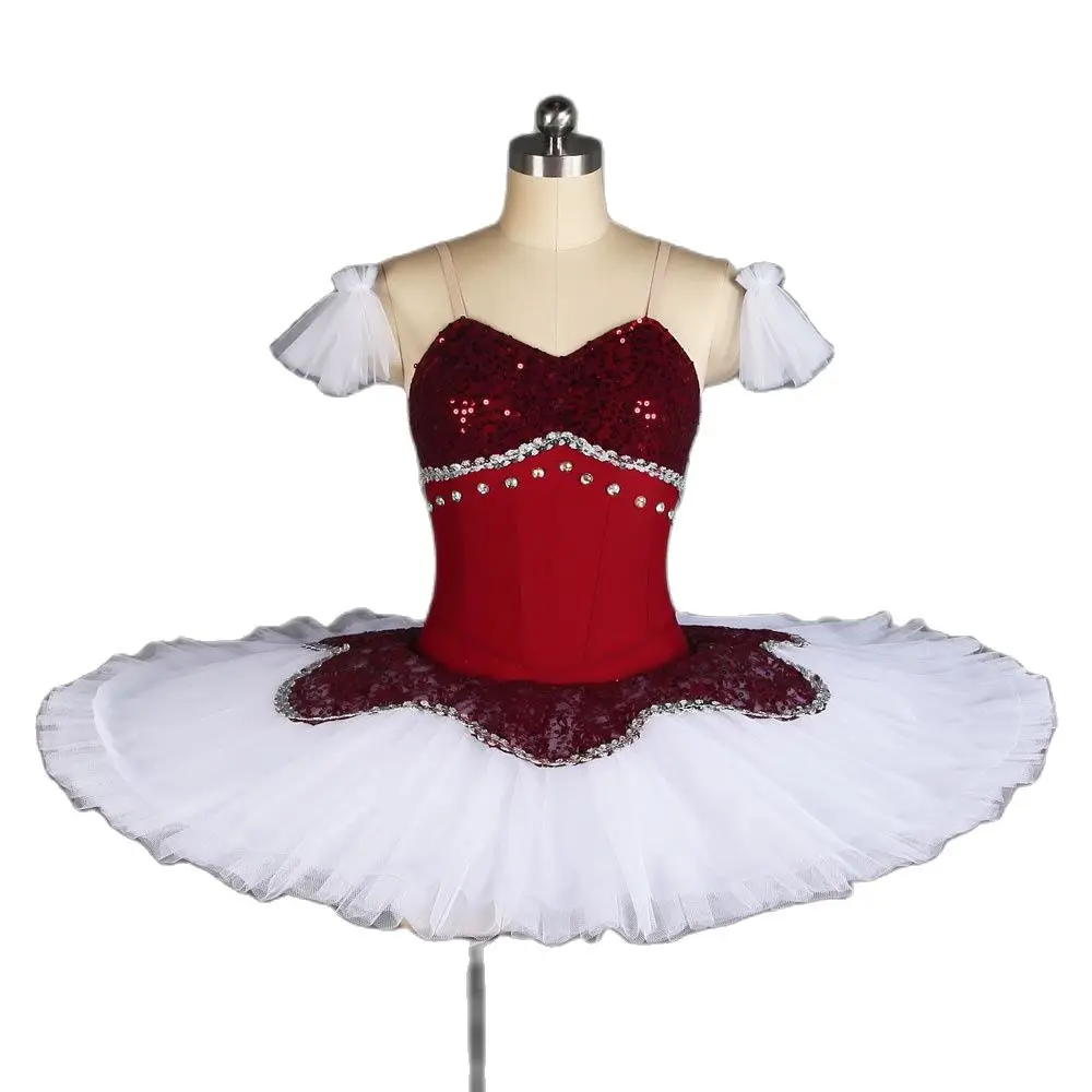 

Burgundy Top Bodice with White Tulle Ballet Tutu Girl & Women Stage Performance Ballet Costume Tutu Dance Costumes