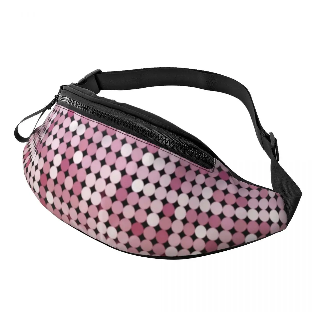 

Shiny Disco Ball Waist Bag Rainbow Sequins Print Polyester Funny Waist Pack Men Bicycle Bag