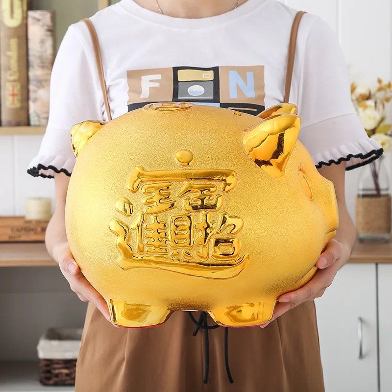 

Large Coin Money Box Adult Kids Toy Ornament Ceramic Pig Piggy Bank for Papper Money Hidden Storage tirelire Home Decoration