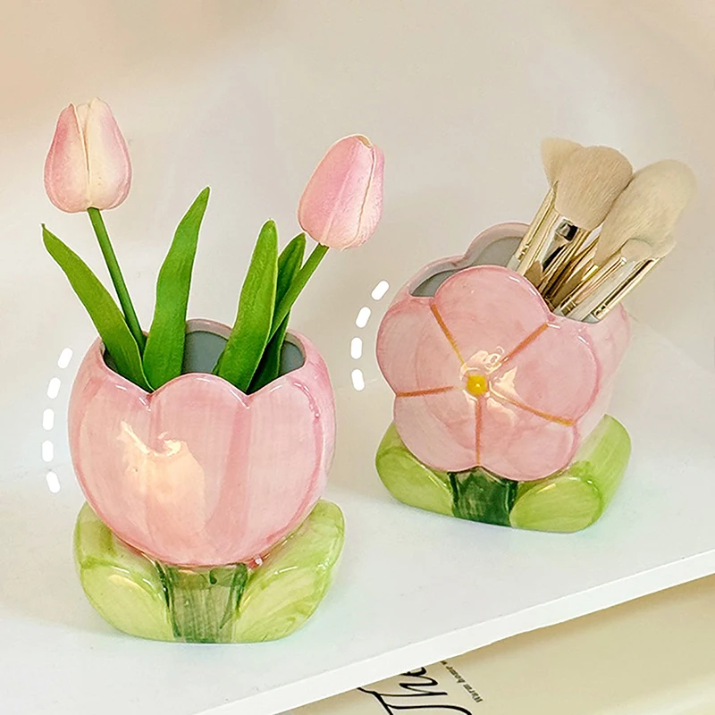 Цветочный держатель для ручек керамическое настольное украшение милый