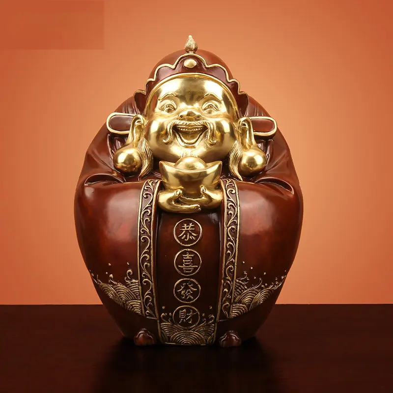 

My Lucky Stars Article God of Wealth Buddha Statue Decoration All Copper Living Room Home Store Opening Worship Statue