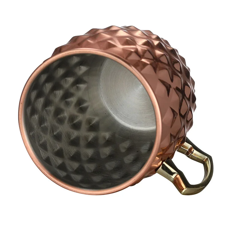 Набор из 4 медных кружек Московский Мул - 18 унций, с внутренним покрытием из нержавеющей стали, чисто позолоченные, с бриллиантовыми рисунками.