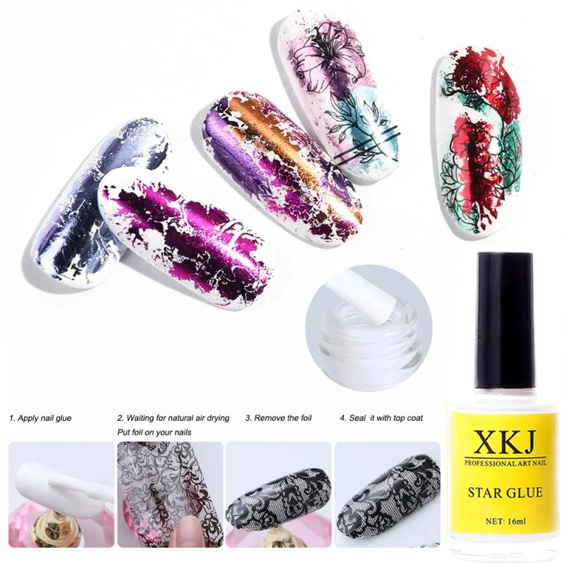 

16ml White Nail Glue For Transfer Foil Sticker Nail Foil Adhesive Gel Starry Paper Print Foil Wraps Nail Art Diy Manicure New