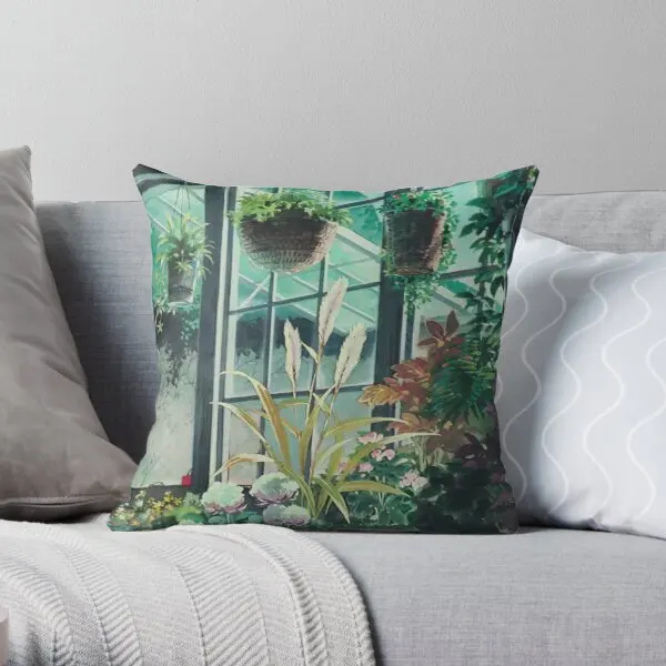 

Anime Plants Scenery Printing Throw Pillow Cover Hotel Fashion Car Bedroom Fashion Waist Bed Square Soft Pillows not include