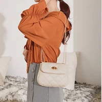 new womens fashion soft leather bag small single shoulder bag chain rhombus handbag lock type elegant womens messenger bag