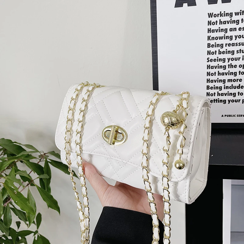 

Женская сумка-мессенджер через плечо с цепочкой, модная летняя однотонная квадратная сумка из искусственной кожи, женские сумки, женская су...