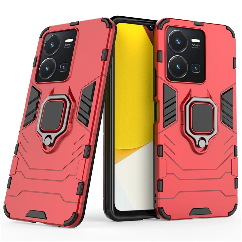 For Cover Vivo Y35 Case For Vivo Y35 Cover Hard Armor Magnetic Phone Bumper Back PC Shockproof Full Cover For Vivo Y35 Fundas
