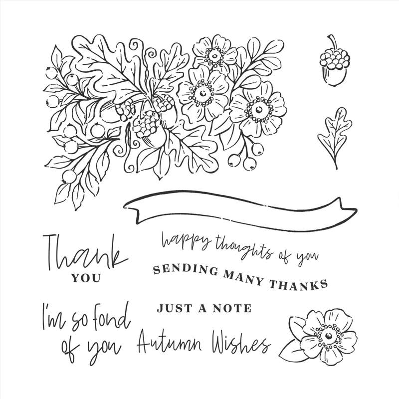 

Autumn Wishes Thank You Flowers Clear Transparent Stamp Scrapbooking Card Album Photo Making Stencil Crafts New 2022