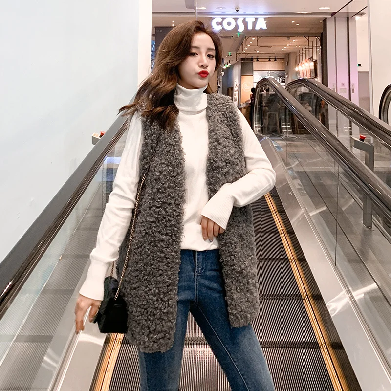 

Осень и зима 2022 Новинка ins жилет из овечьей шерсти женский меховой жилет из овечьей шерсти с оборками шерстяное пальто