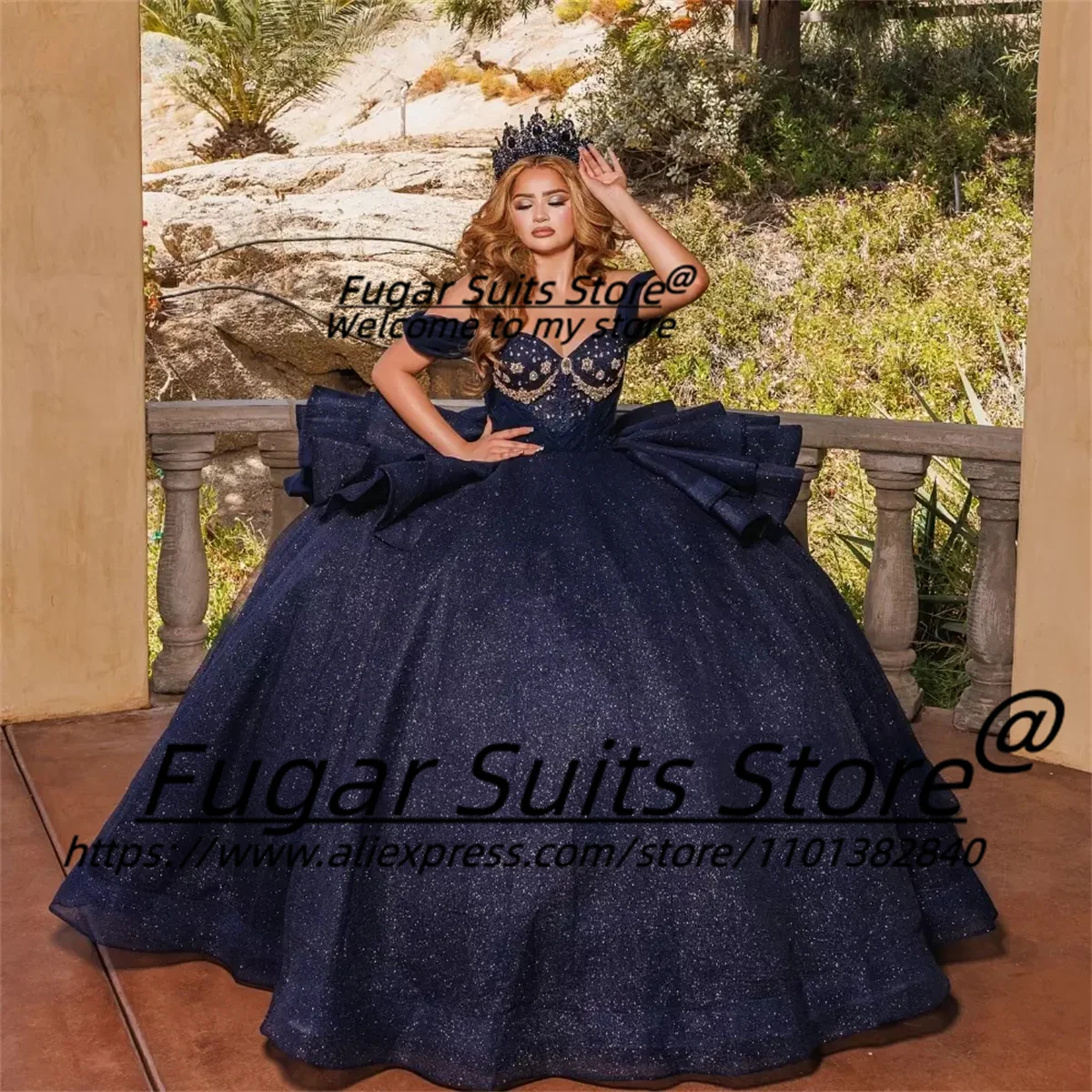 Блестящие темно-синие праздничные платья роскошное бальное платье аппликация со
