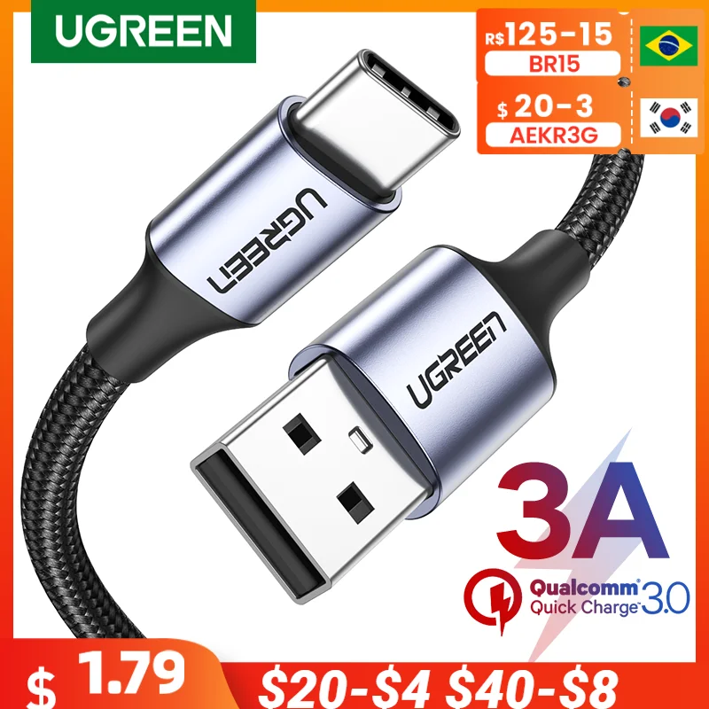 

UGREEN USB Type C Cable 3A Fast Charging for Samsung S20 S21 Xiaomi POCO USB C Wire Cord USB C Charger Phone Charging Cable Cord