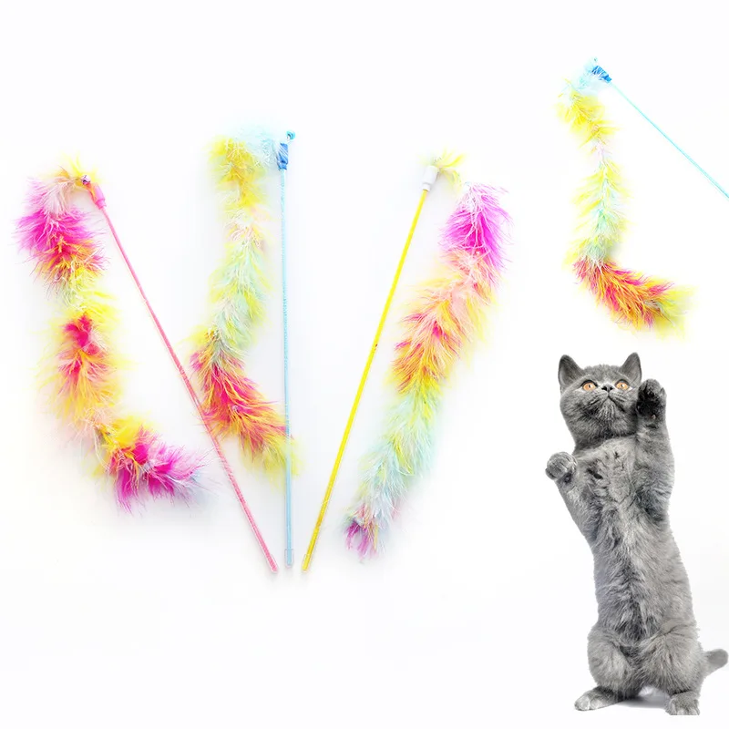 

Интерактивная красочная палочка для кошек, забавная палочка с перьями, игрушки для игр, товары для домашних животных, товары для кошек